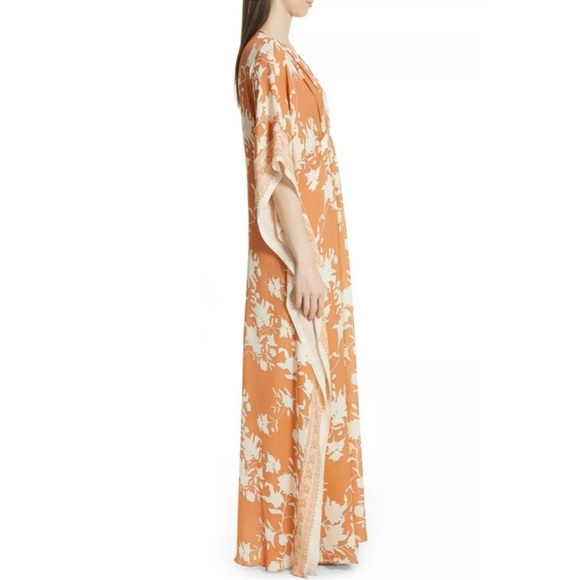 Johanna Ortiz Floral Orange and Cream Maxi Dress - Picture 4 of 12